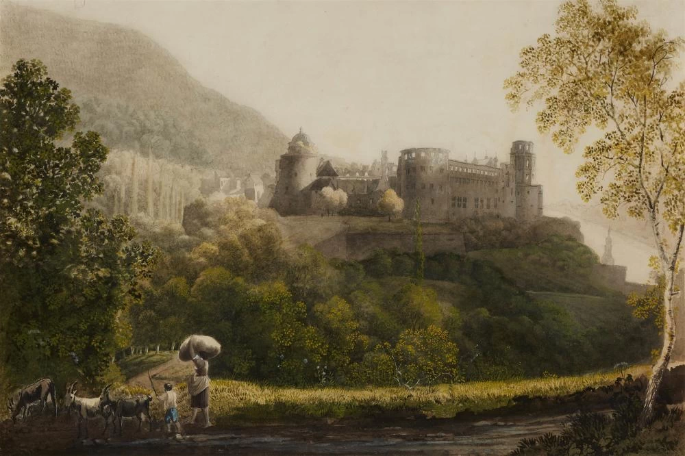 Carl Philipp Fohr - Veduta del castello di Heidelberg visto da est